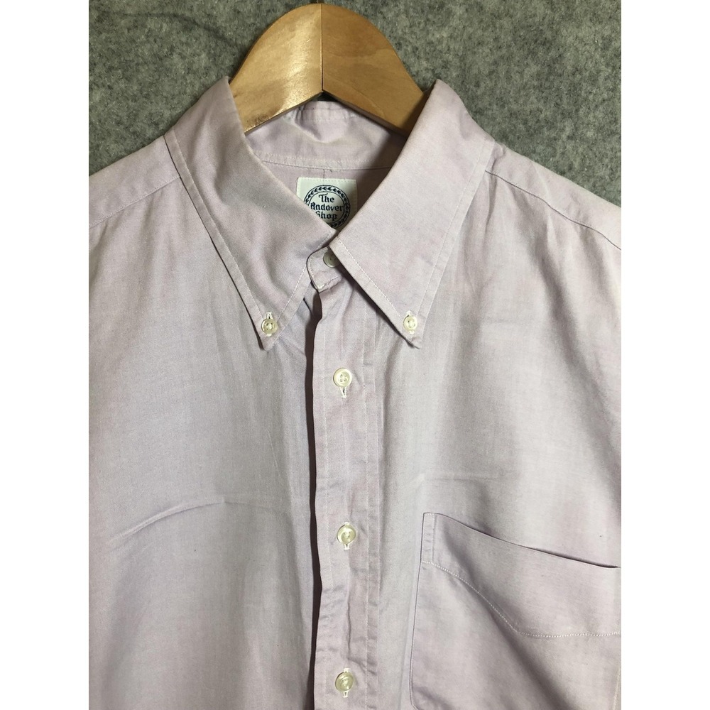 The Andover Shop Shirt L Large 16.5 35 Purple Solid Cotton Button Down Business